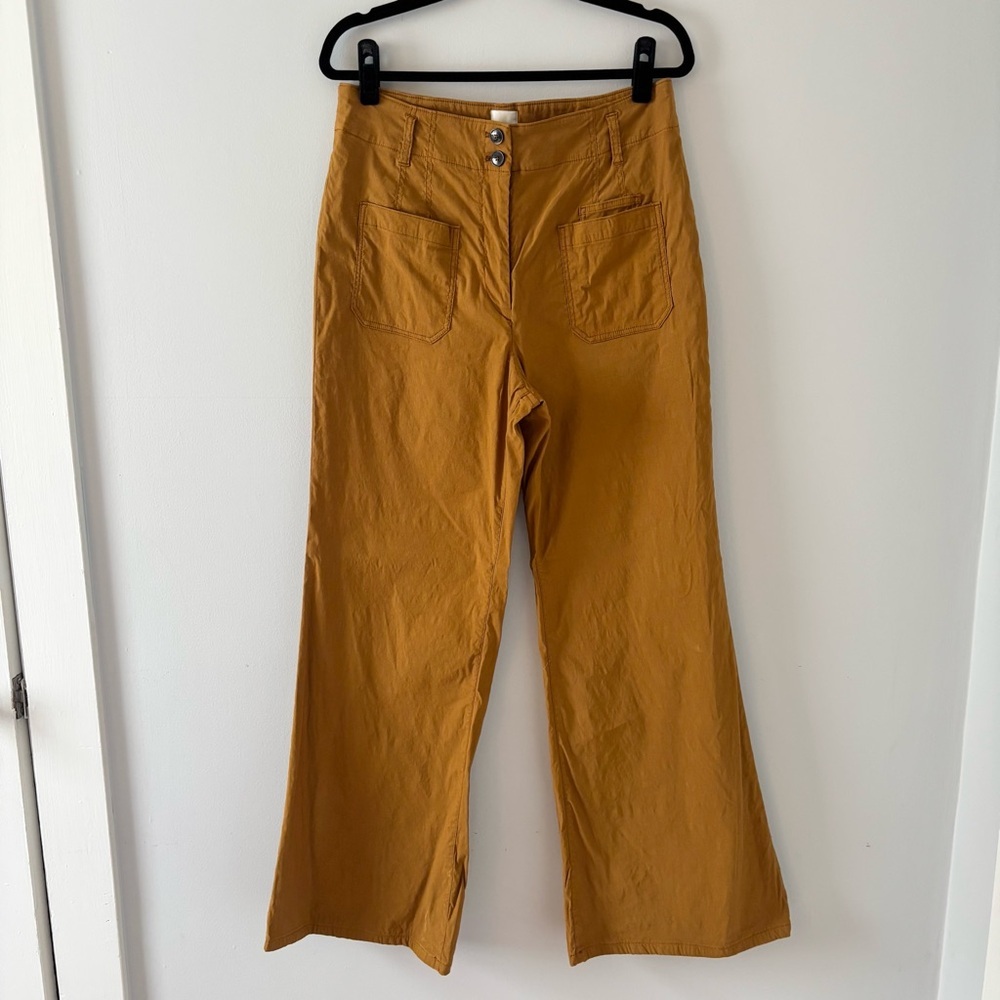 Maeve The Junie High-Rise Flare Pants Magic Fabric Stretch Bronze Anthropologie - Picture 3 of 7